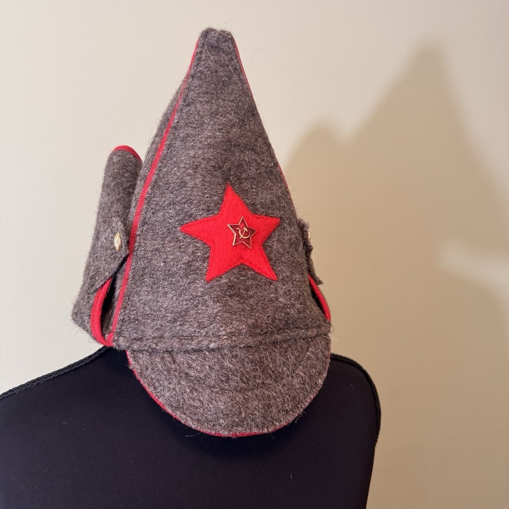 Russian Red Army Uniform Hat Old Style‎ Wool Budenovka USSR Metal Badge